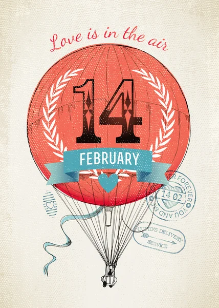 Saint Valentine's dag vliegende ballon — Stockvector