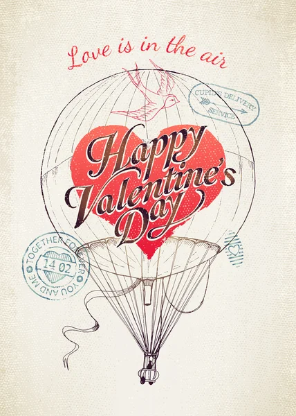 Saint Valentine's dag vliegende ballon — Stockvector