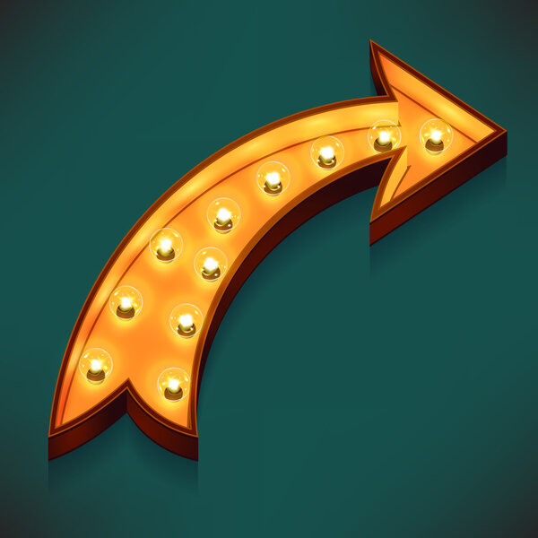 Arrow  with electric bulbs.