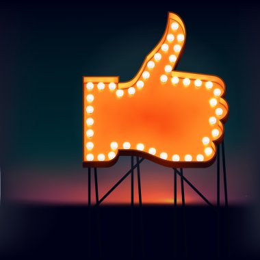 Thumbs up glowing with bulbs. clipart