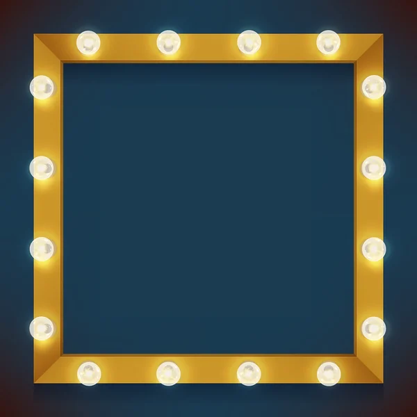 Quadro quadrado brilhando com lâmpadas —  Vetores de Stock