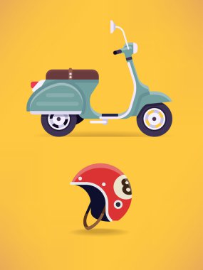 Retro küçük motosiklet kask simgeleri ile