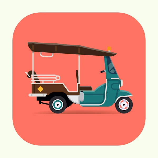 Tuk tuk drie wielen driewieler — Stockvector