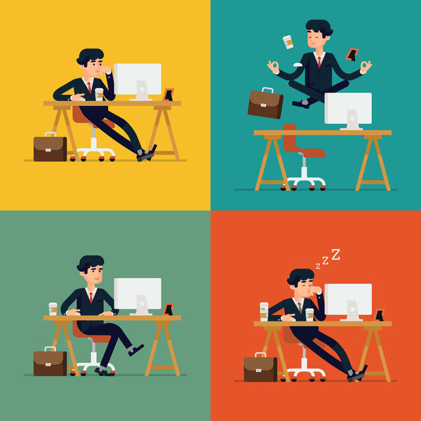 Hombres de negocios en el trabajo . — Vector de stock