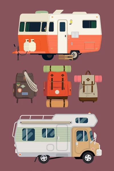 Camping estilo de vida, viajar — Vector de stock