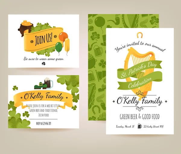 Saint Patrick's Day  invitation card — Stock Vector