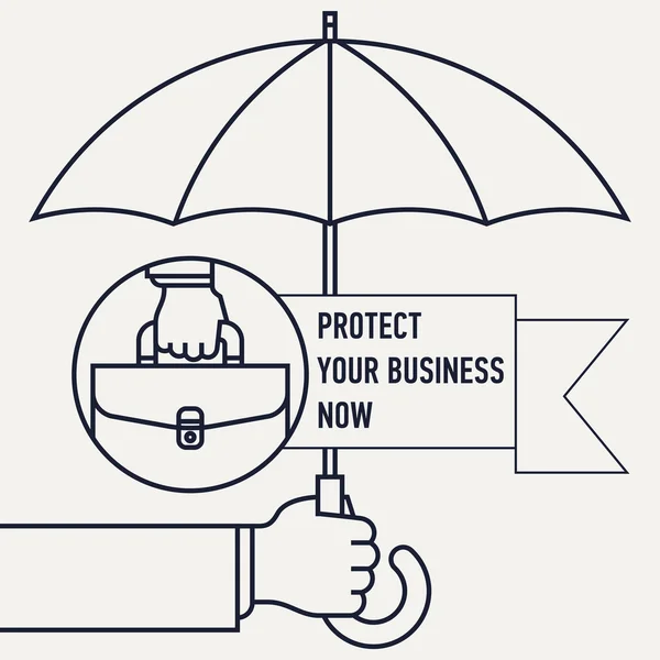 Geschäftsschutzversicherung mit Regenschirm — Stockvektor