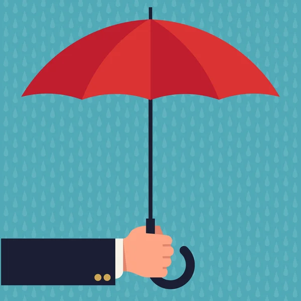 Hand holding  opened umbrella — Stock Vector