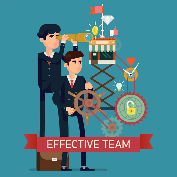 Effective team in business strategy — Stock Vector