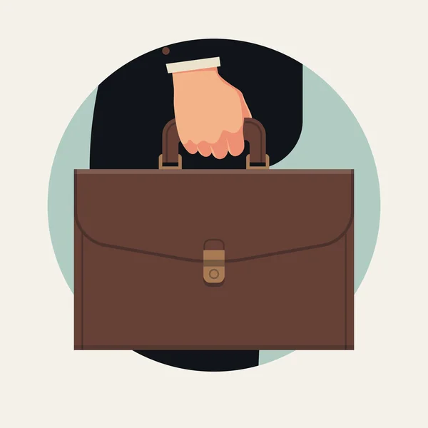 Значок бизнесмена, держащего в руках портфель — стоковый вектор