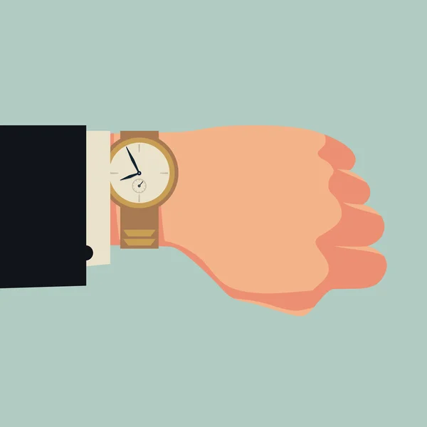 Mano con reloj de pulsera . — Vector de stock