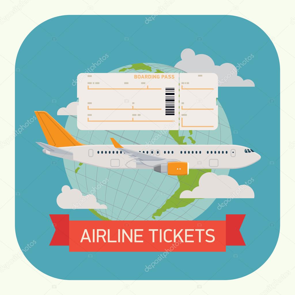 Airline tickets with jet airliner