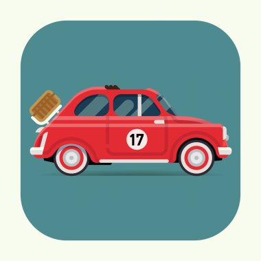 Retro açık en iyi kırmızı şehir otomobili