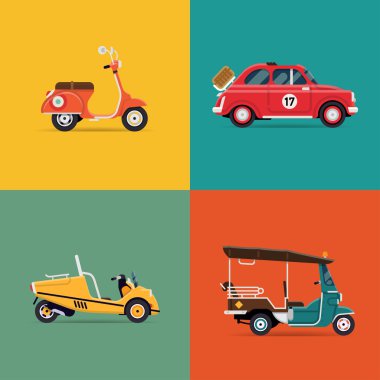 Four transportation icons clipart