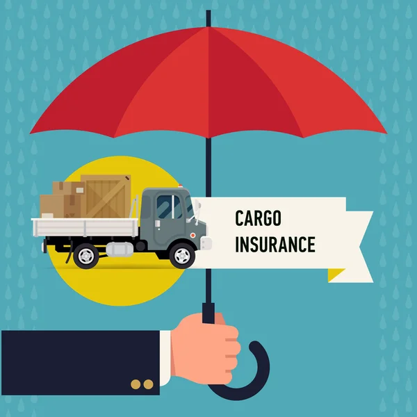 Cargoverzekering met paraplu. — Stockvector