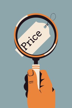 Büyüteç camı üzerinde fiyat etiketi