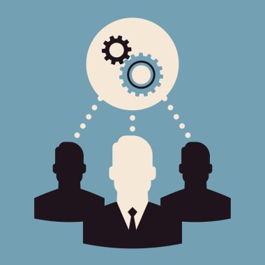 İşadamları siluetleri ve Dişliler