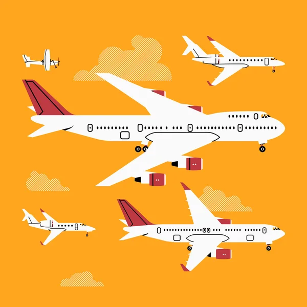 Jet and single engine air planes — Stock Vector