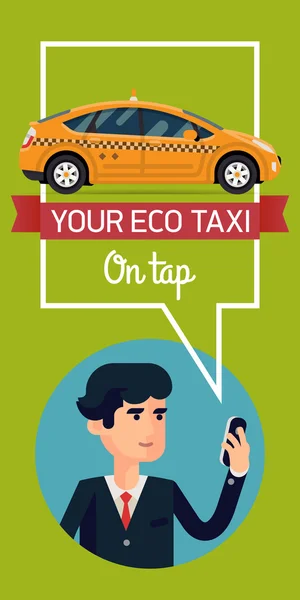 Businessman calling taxi with phone — Stock Vector