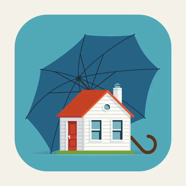 Haus mit Regenschirm-Symbol — Stockvektor