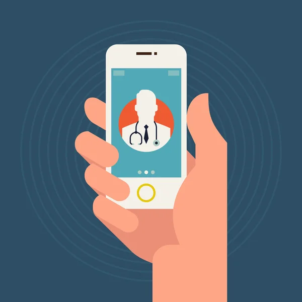 Teléfono móvil con asistencia médica — Vector de stock