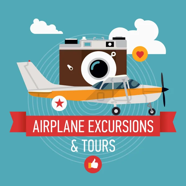 Airplane excursions and tours — Stock Vector