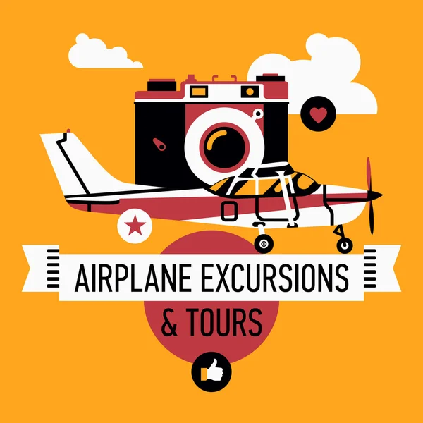 Airplane excursions and tours. — Stock Vector