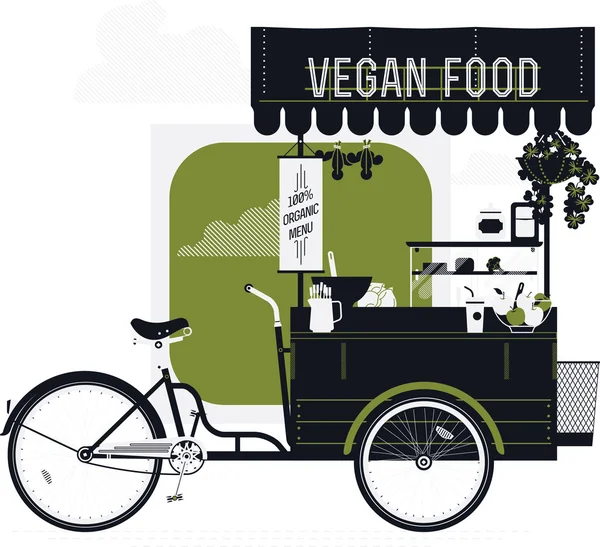 Велосипедная тележка с веганской едой — стоковый вектор