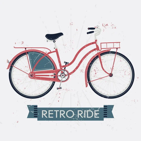 Paseo retro con bicicleta vintage — Vector de stock