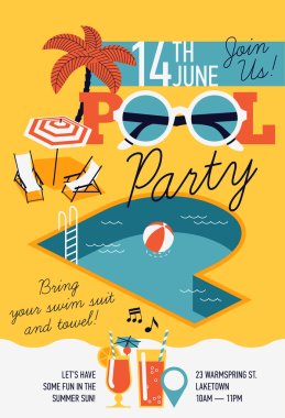 design invitation on pool party clipart