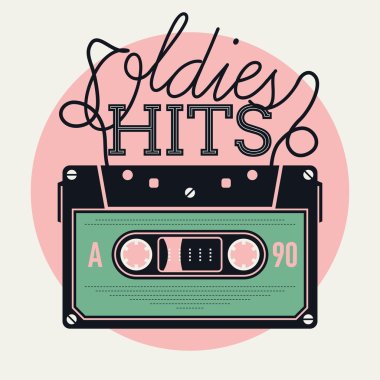 oldies hits with analogue audio cassette clipart