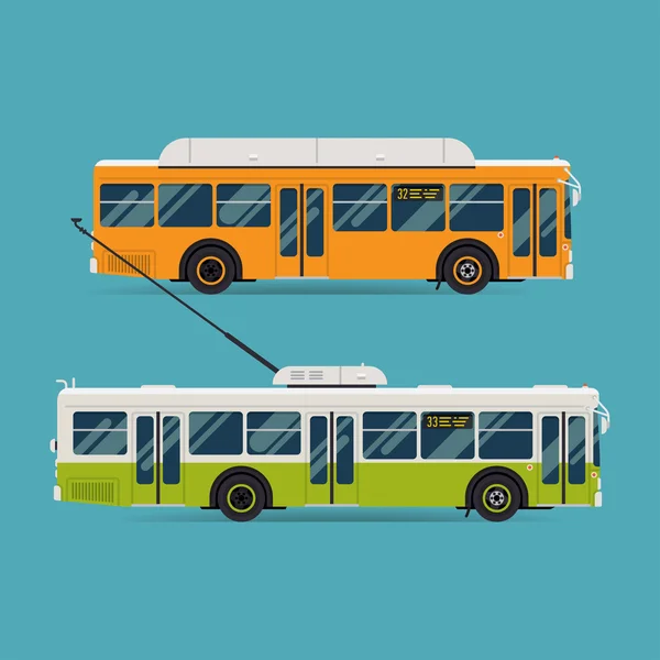 Autobús de distancia y trolebús — Vector de stock