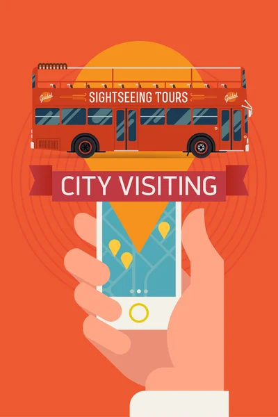 Şehir ziyaret web afiş — Stok Vektör