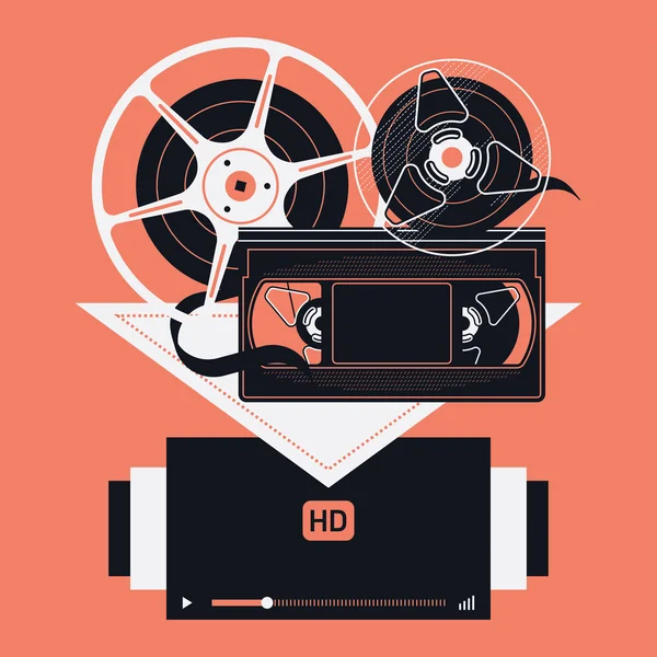 Cassette y reproductor de vídeo — Vector de stock