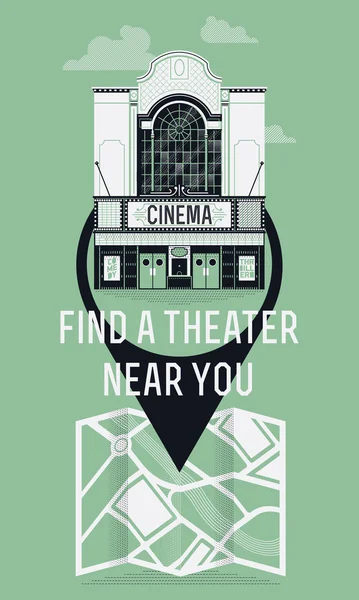 Encuentra un teatro cerca de ti — Vector de stock