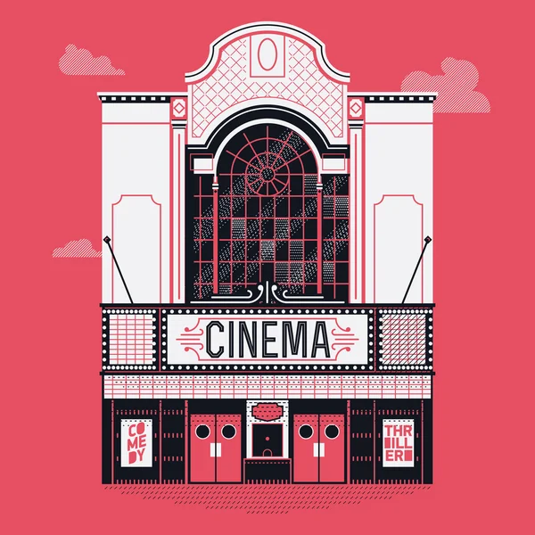 Cine cine edificio — Vector de stock