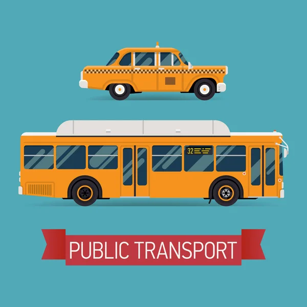 Iconos de vehículos de transporte público — Vector de stock