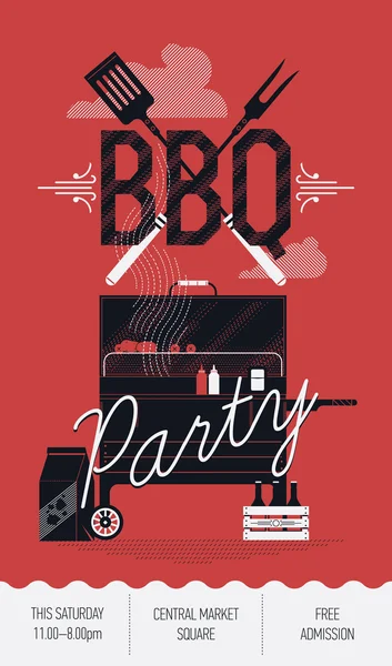 BBQ, flyer de fête barbecue — Image vectorielle