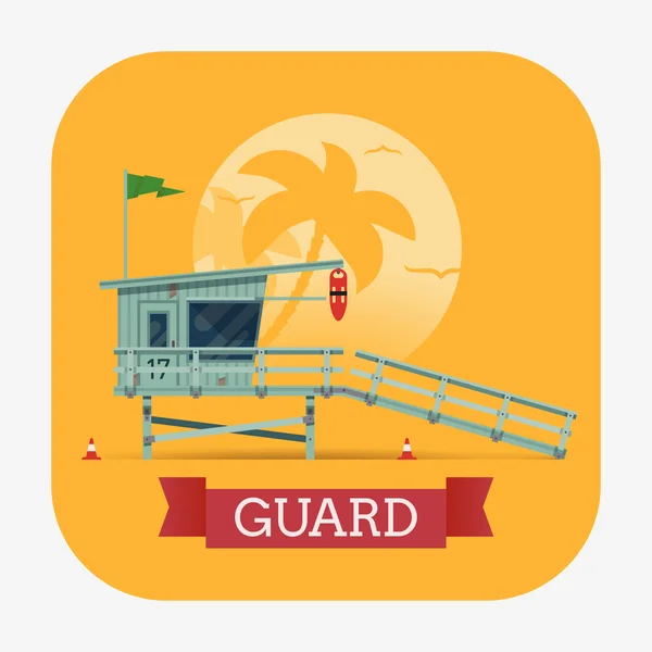 Detailed lifeguard tower — Stock Vector