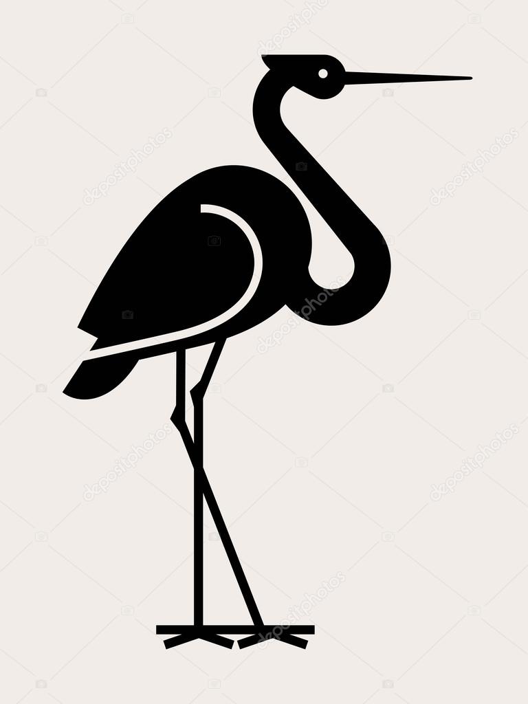 stork bird black silhouette.