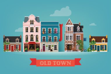 Old town village clipart