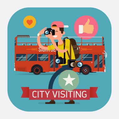 double decker touristic city bus.