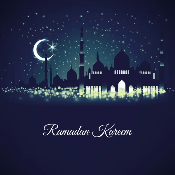 Generous Ramadan with mosque silhouettes — Stock Vector