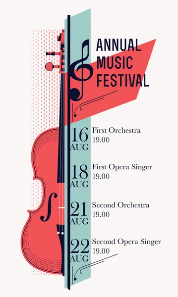 Affiche du festival de musique classique — Image vectorielle