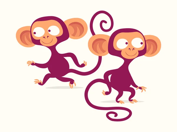 Personagens de macaco encantador e engraçado — Vetor de Stock