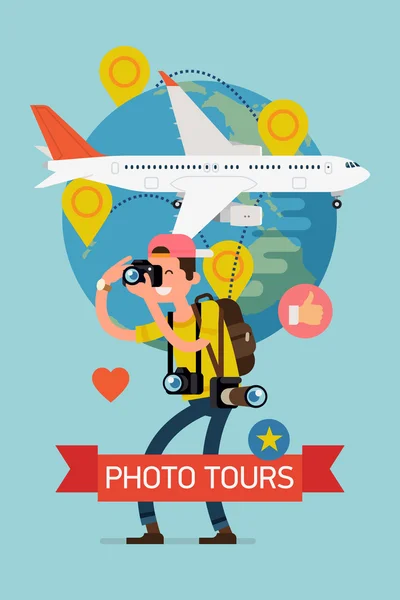 Photo tours  detailed poster — Stockvector