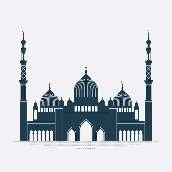 Detailed mosque contour. — Stock Vector