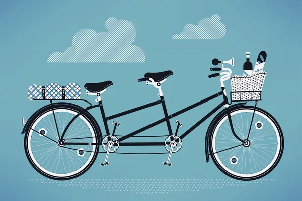 Vélo tandem à l'ancienne — Image vectorielle