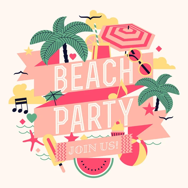 Beautiful beach party design — Stock Vector