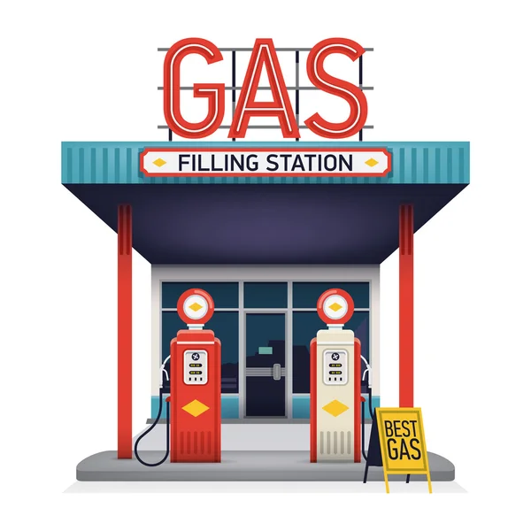 Ilustración de gasolinera . — Vector de stock